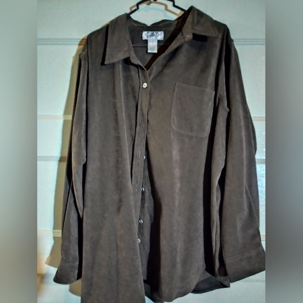 Main Street blues 1X women's long sleeve button down shirt